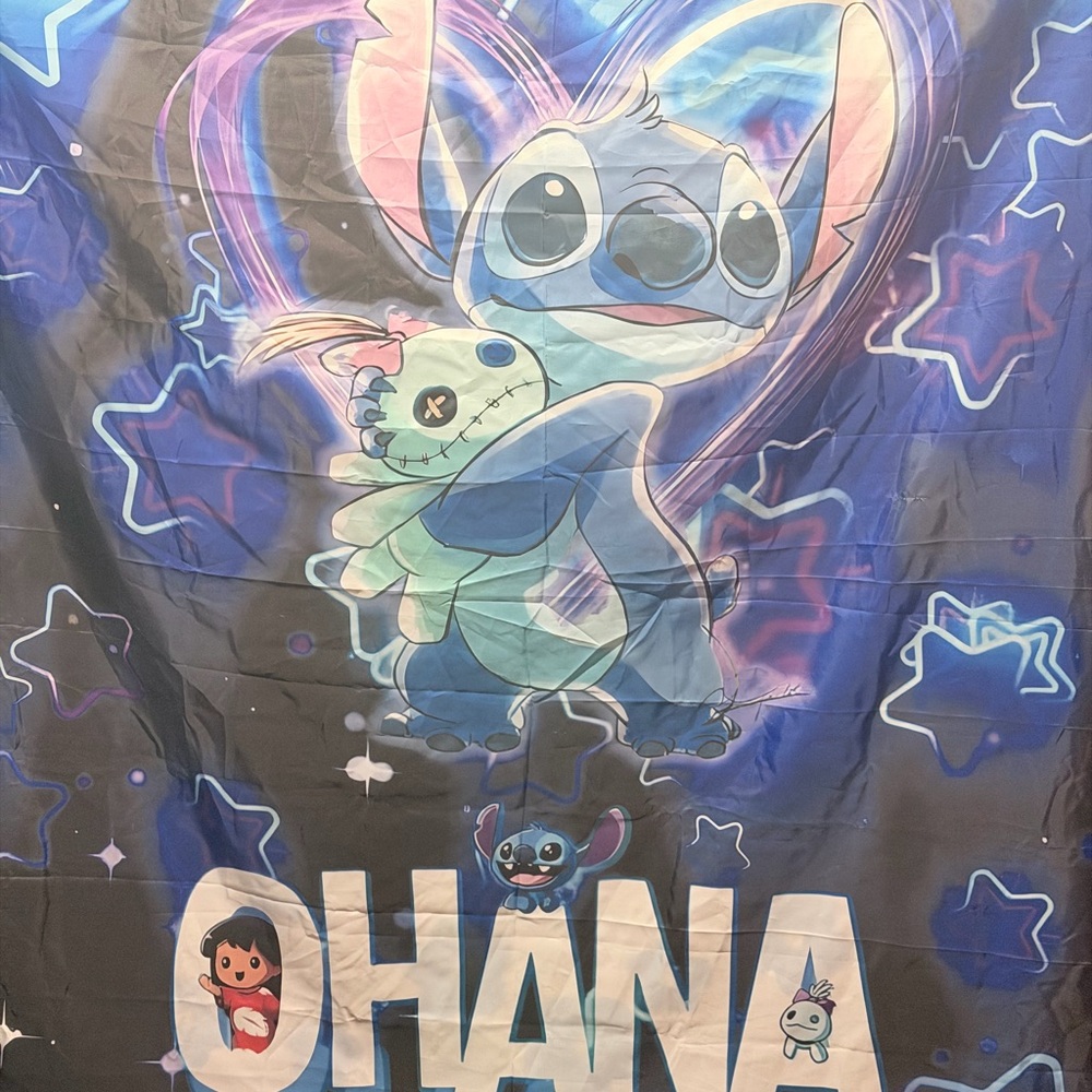 Blue Stitch Ohana shower curtain